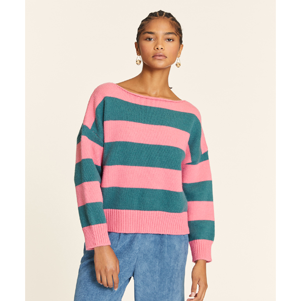 JERSEY DE RAYAS ROSA Y VERDE